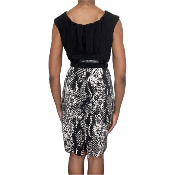 KAY UNGER NEW YORK || SIZE 6 || BLACK & WHITE || MIDI DRESS WITH A BELT - Picture 3 of 8